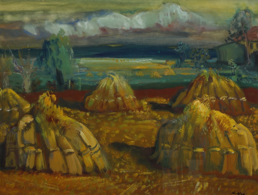 Paul Kuhfuss (1883-1960) Haystacks ('Garben in Sonnenschein'), 1938 signed (lower right), titled and
