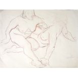 Uli Nimptsch (1897-1977) Two nude females, 1944 initialled and dated (lower right) pencils 38cm x