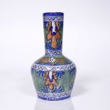 Arts & Crafts Painted vase probably Gouda 29cm high.