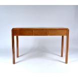 Reynolds of Ludlow Walnut side table, 1950-1960 three fitted drawers, on exposed octagonal legs 75cm