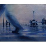 Liz Stevens (Contemporary) Figures on sea front, 1994 signed and dated (lower right) pastels 49cm