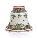 A Chinese famille verte stand 18th/19th Century of bell form decorated in enamels with phoenix and