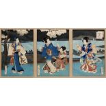Utagawa Kunisada (1786-1865) A triptych, woodblock