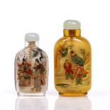 A Chinese interior painted glass snuff bottle 1898-1926 a flattened rectangular body painted against