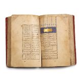 An early Persian book of Saadei poems each page with calligraphy within gilt and blue ink borders,