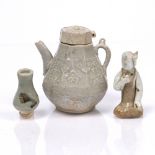 A Chinese Qing-Bai octagonal pear shaped miniature water pot and cover Yuan dynasty moulded with