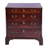 A GEORGE III MAHOGANY CHEST of four drawers with brass swan neck handles, 77cm w x 45cm d x 78cm h