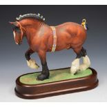 A ROYAL WORCESTER MODEL of a Shire Stallion by Doris Lindner 1964 numbered 312, 23.5cm lg on