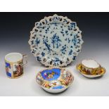 A VIENNA PORCELAIN CABINET CUP AND SAUCER, cup 8.4cm h, an Augustus Rex cup and saucer, and a