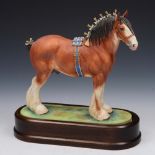 A ROYAL WORCESTER MODEL of a Clydesdale Stallion by Doris Lindner 1976 No. 5 and numbered 14, 23cm