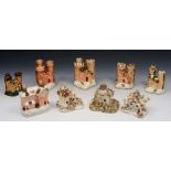 NINE MODELS of castles and cottages, Staffordshire and other, 13cm to 10cm h (9)