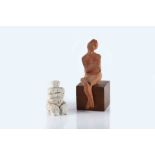 Franta Belsky (1921-2000) Two seated figures one plaster and one terracotta 10.5cm high and 21cm