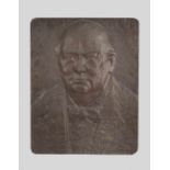 Franta Belsky (1921-2000) Winston Churchill, relief panel, 1972 resin signed 'F Belsky' 71cm x 56cm