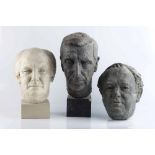 Franta Belsky (1921-2000) Mick Lunn, Denzil Batchelor and another bust white resin, bronze resin and