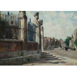 WALTER DURAC BARNETT The Broad, Oxford with the Sheldonian 'Emperors', circa 1910, oils on board,