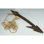 AN OLD IRON HARPOON BLADE thought to be Eskimo, 19th Century, 30.5cm long