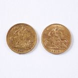 TWO GOLD 1/2 SOVEREIGNS 1897 AND 1913