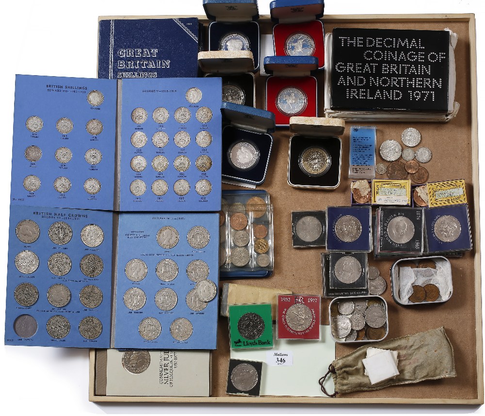 A LARGE COLLECTION OF 20TH CENTURY COINAGE TO INCLUDE:- 6 silver proof 25p pieces and pre-coinage