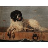 G. J AMERY AFTER LANDSEER study of a Newfoundland dog sitting on a dock, oil on canvas, signed and