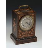 A LATE 19TH CENTURY FRENCH ROSEWOOD AND INLAID MANTEL CLOCK the silvered dial signed Duval à