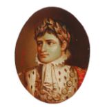 AN OVAL MINIATURE PAINTED PORTRAIT OF A ROMANSQUE NOBLEMAN signed with initials and dated 1830.