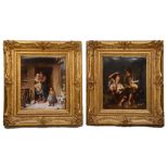 A PAIR OF LATE 19TH CENTURY BERLIN TYPE PORCELAIN RECTANGULAR PLAQUES the first painted with an