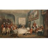 A VICTORIAN LARGE COLOURED ENGRAVING entitled The Melton Breakfast published in 1839 by Hodgson &