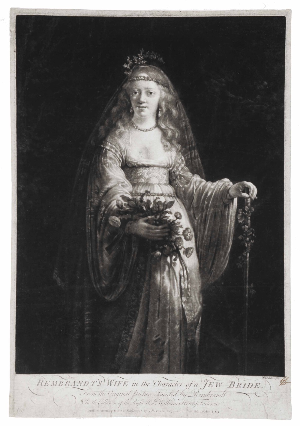 WILLIAM PETHER AFTER REMBRANDT 'Rembrandt's Wife in the Character of a Jew Bride', mezzotint