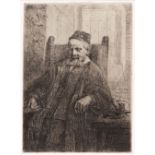 REMBRANDT VAN RIJN 'Jan Lutma Goldsmith (New Hollstein 293)', etching and dry point, 1656, fourth