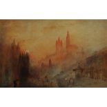 HERCULES BRABAZON BRABAZON (1821-1906) AFTER J.M.W. TURNER 'Lausanne, Sunset', signed with initials,