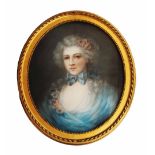 FOLLOWER OF JEAN ETIENNE LIOTARD Bust length portrait of a lady with curly grey hair wearing a