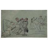 ATTRIBUTED TO CHARLES KEENE (1823-1891) A musical jambouree, charcoal sketch and body-colour, 12 x
