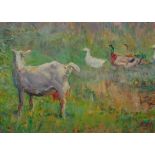 JEFFREY PRATT (b.1940) Animal farm, signed, oil on board, 26 x 36cm