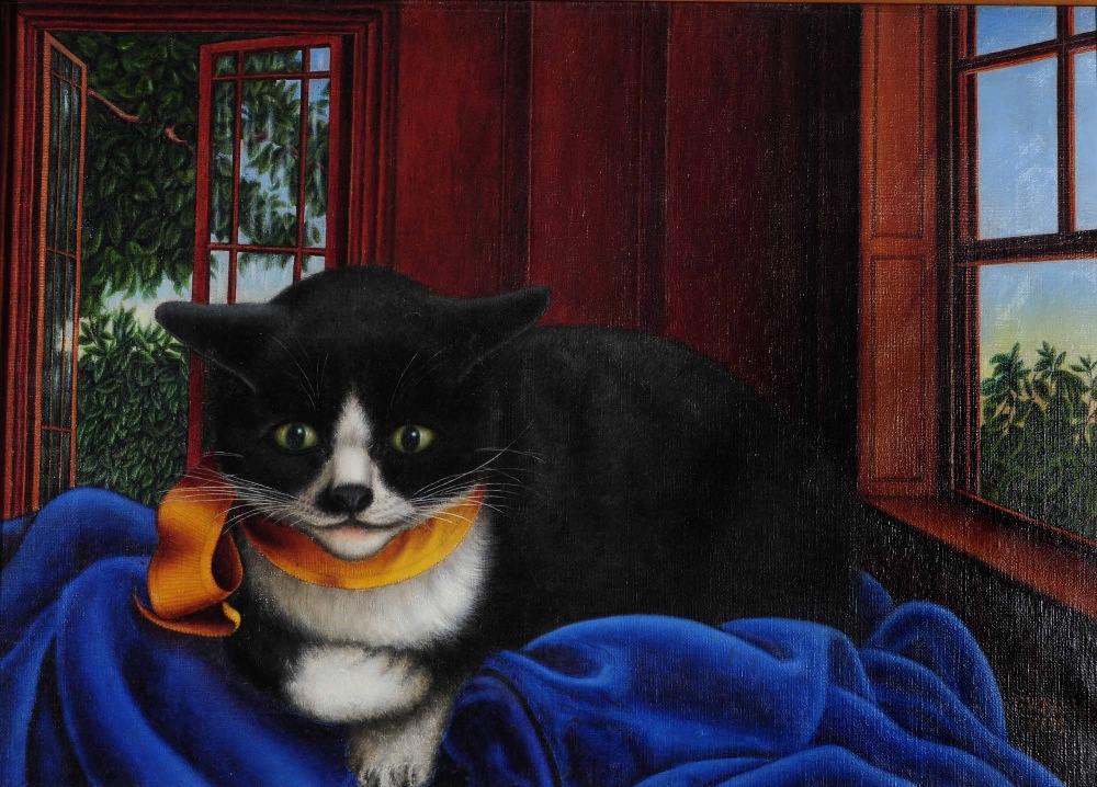 F * W * KNIGHT (19TH CENTURY) A comfortable cat, signed and dated 1893, oil on canvas, 32 x 45cm