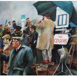 S * BOUSTON Race Day, signed, pastels, 41 x 39cm