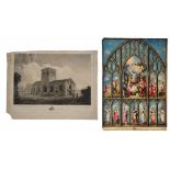 JOHN BUCKLER 'Yeofley Church' (Iffley Church), aquatint engraving c.1801, 40.5 x 53cm; together with