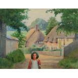 WALTER JOSEPH PHILLIPS (1884-1963) A young girl in a country lane, signed 'W.J. Phillips ARCA',