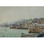 AUGUSTUS M. HELY SMITH (1862-1941) A harbour side town, signed, watercolour, 26 x 35cm