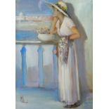 * MELANI (20TH CENTURY) A thoughtful moment, signed, inscribed verso 'Venezia', initialled and dated