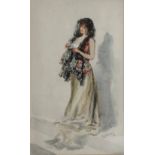 ALBERT LUDOVICI JNR (1852-1932) A Spanish beauty, signed and dated 1911, watercolour, 31 x 19cm