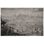 JOHANN DANIEL HERTZ SENIOR An extensive battle scene, double page engraving, 54 x 81cm, unframed