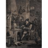 MANNER OF DAVID TENIERS A Dutch interior with figures, charcoal, 35 x 25cm