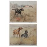 HENRY WILKINSON (1921-2011) Retrievers in a landscape, etching in colours, pencil signed in the