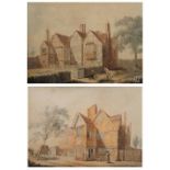 ATTRIBUTED TO THOMAS DANIELL (1749-1840) 'The Porch House, Chertsey' and 'The Porch House,