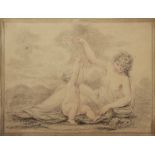 FRENCH SCHOOL (EARLY 19TH CENTURY) Landscape with female figure and bacchus, pencil and sepia
