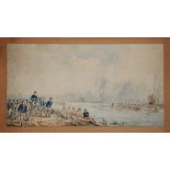 19TH CENTURY ENGLISH SCHOOL Boat racing on the river, watercolour, 19 x 35cm; and further