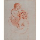 CIRCLE OF GIOVANNI BATTISTA CIPRIANI (1727-1785) A mother cradling her infant, sepia chalk