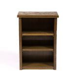 Robert Thompson of Kilburn (1876-1955) Mouseman small bookcase oak, fitted two shelves carved