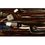 Robert Sadler (1909-2001) Composition in Black, 1959 and 1962 signed oils on canvas 77cm x 122cm.