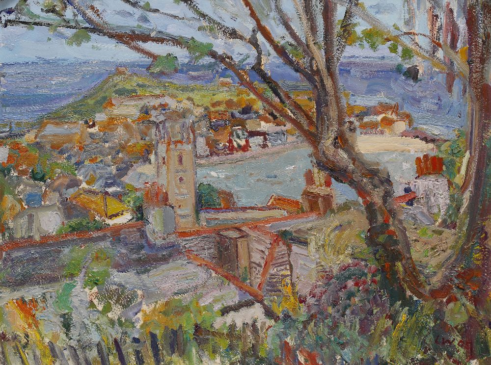 Linda Weir (b.1951) St. Ives, 2005 initialled and dated (lower right) oils on board 45cm x 60cm.